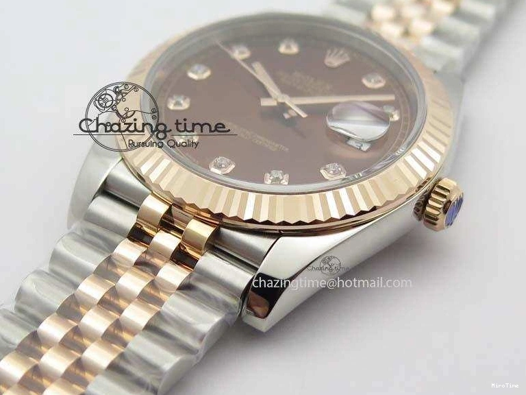 MiroTime 0313 Vibrant DateJust 41mm 126303 Noob 1:1 Best Edition RG Wrapped Brown Diam Dial Fluted Bezel On Jubilee Bracelet A 3781